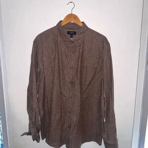 Men's Brown Button-Up Shirt